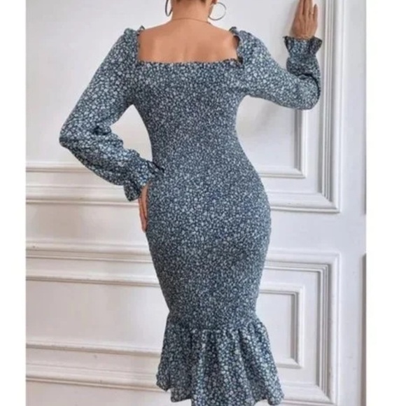 PRETTYGARDEN Summer Floral Sz XXL  Ruffle Hem Bodycon Mermaid Cocktail - Picture 3 of 10